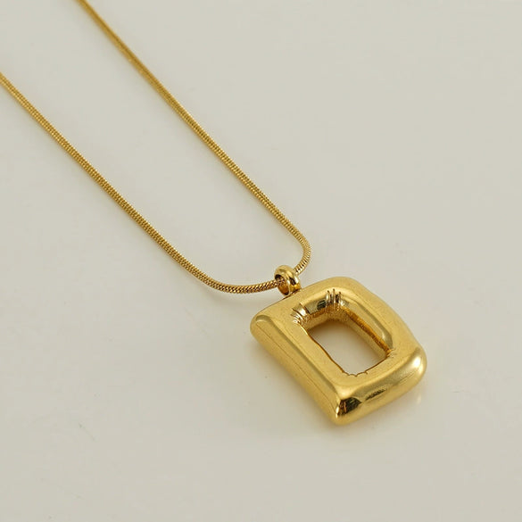 Pendant Necklace Women 316L Stainless Steel 316L Stainless Steel Small Snake Chain With Letter Pattern Electroplated