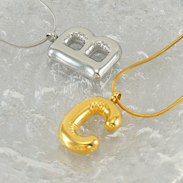 Pendant Necklace Women 316L Stainless Steel 316L Stainless Steel Small Snake Chain With Letter Pattern Electroplated