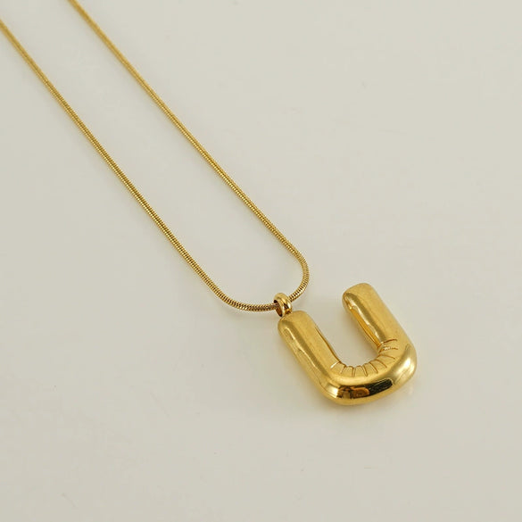 Pendant Necklace Women 316L Stainless Steel 316L Stainless Steel Small Snake Chain With Letter Pattern Electroplated