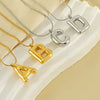 Pendant Necklace Women 316L Stainless Steel 316L Stainless Steel Small Snake Chain With Letter Pattern Electroplated