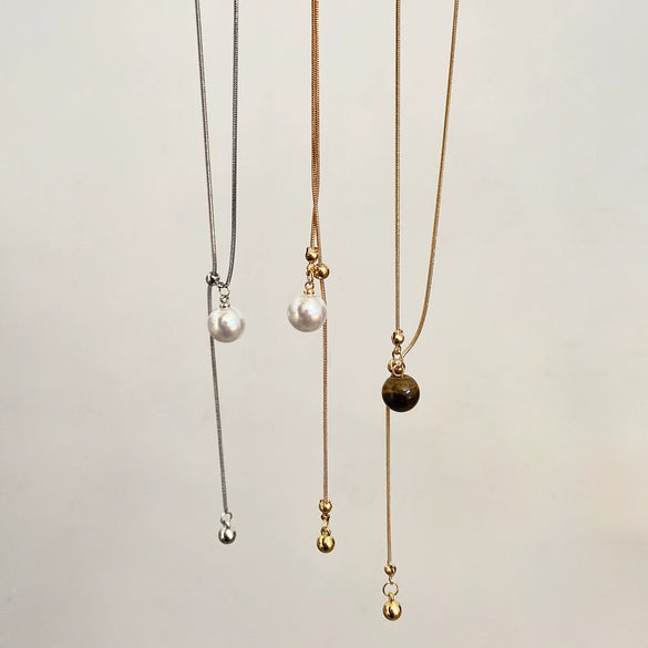 Pendant Necklace Women's Alloy Titanium Steel Geometric Snake Bone Chain Inlaid With Artificial Gemstones Semiprecious Stones Simple Style