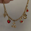 Pendant Necklace Women's Copper Mixed Gemstone Setting Electroplating Ushaped Heart Shape Flower Pattern