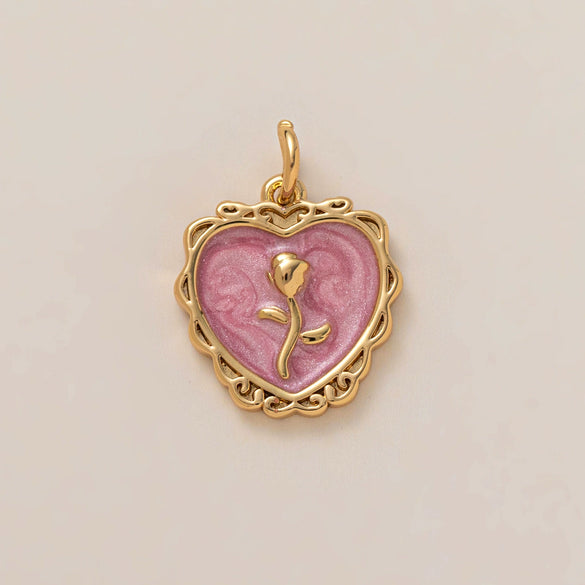Pendant Necklace Women's Copper Mixed Gemstone Setting Electroplating Ushaped Heart Shape Flower Pattern