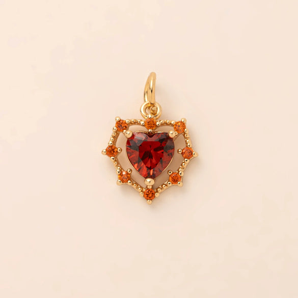 Pendant Necklace Women's Copper Mixed Gemstone Setting Electroplating Ushaped Heart Shape Flower Pattern