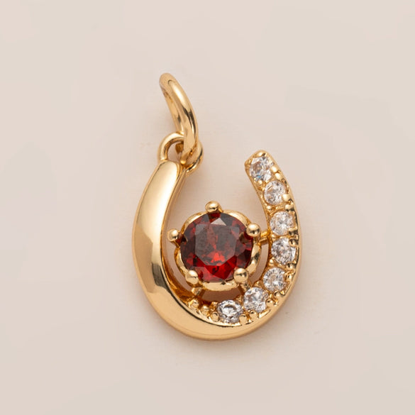 Pendant Necklace Women's Copper Mixed Gemstone Setting Electroplating Ushaped Heart Shape Flower Pattern