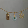Pendant Necklace Women's Copper Mixed Gemstone Setting Electroplating Ushaped Heart Shape Flower Pattern