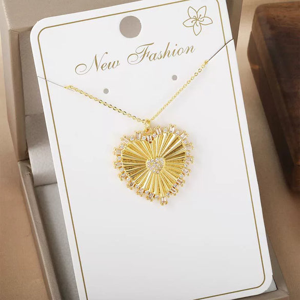 Pendant Necklace Women's Light Luxury Heart Highgrade Copper Real Gold Plated Inlaid Zircon