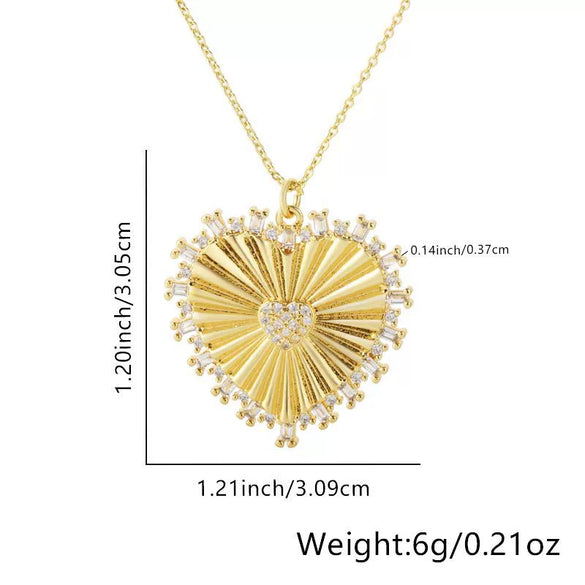 Pendant Necklace Women's Light Luxury Heart Highgrade Copper Real Gold Plated Inlaid Zircon