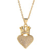 Pendant Necklace Women's Metal Copper Goldplated Love Crown Heart Shape Light Luxury Snake Bone Chain Hiphop Accessories With Diamond Design