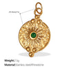 Pendant Necklace Women's 316L Stainless Steel Inlaid Rhinestone And Glass Stone Round With Eight Eyes Pattern Electroplated Light Luxury Fashion Style