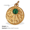 Pendant Necklace Women's 316L Stainless Steel Inlaid Rhinestone And Glass Stone Round With Eight Eyes Pattern Electroplated Light Luxury Fashion Style