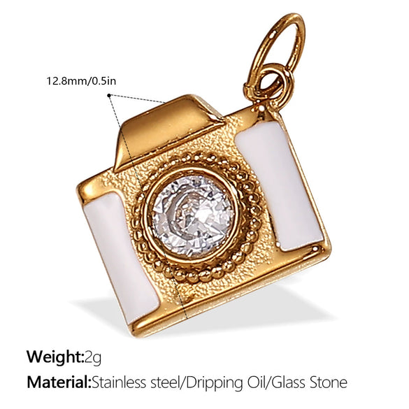 Pendant Necklace Women's 316L Stainless Steel Inlaid Rhinestone And Glass Stone Round With Eight Eyes Pattern Electroplated Light Luxury Fashion Style