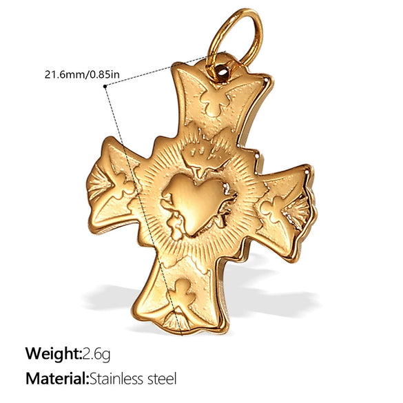 Pendant Necklace Women's 316L Stainless Steel Inlaid Rhinestone And Glass Stone Round With Eight Eyes Pattern Electroplated Light Luxury Fashion Style