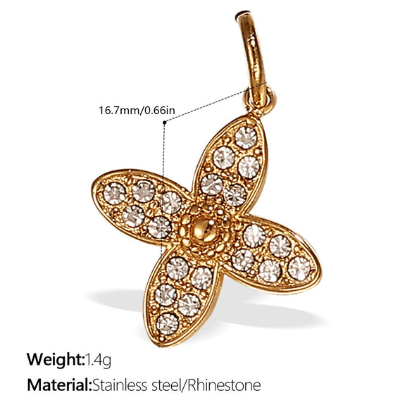 Pendant Necklace Women's 316L Stainless Steel Inlaid Rhinestone And Glass Stone Round With Eight Eyes Pattern Electroplated Light Luxury Fashion Style