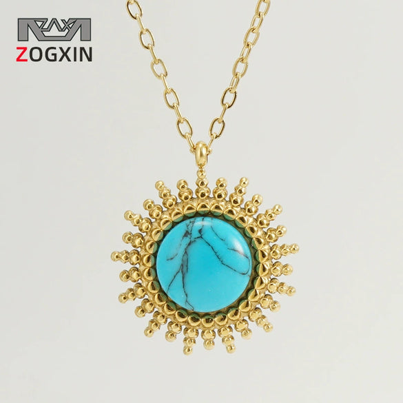 Pendant Necklace Women's 316L Stainless Steel 316L Stainless Steel 18K Gold Plated With Flower Pattern