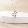 Pendant Necklace Zodiac Snake Natural Colored Topaz Amethyst 925 Sterling Silver Inlaid Animal Pattern