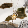 Pendant Necklace Zodiac Snake Natural Colored Topaz Amethyst 925 Sterling Silver Inlaid Animal Pattern