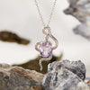 Pendant Necklace Zodiac Snake Natural Colored Topaz Amethyst 925 Sterling Silver Inlaid Animal Pattern