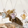 Pendant Necklace Zodiac Snake Natural Colored Topaz Amethyst 925 Sterling Silver Inlaid Animal Pattern