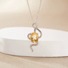 Pendant Necklace Zodiac Snake Natural Colored Topaz Amethyst 925 Sterling Silver Inlaid Animal Pattern