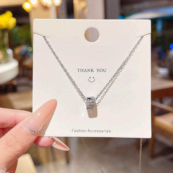 Pendant Pearl Necklace Women's Jewelry Titanium Steel Geometric Style Zirconia