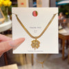 Pendant Pearl Necklace Women's Jewelry Titanium Steel Geometric Style Zirconia