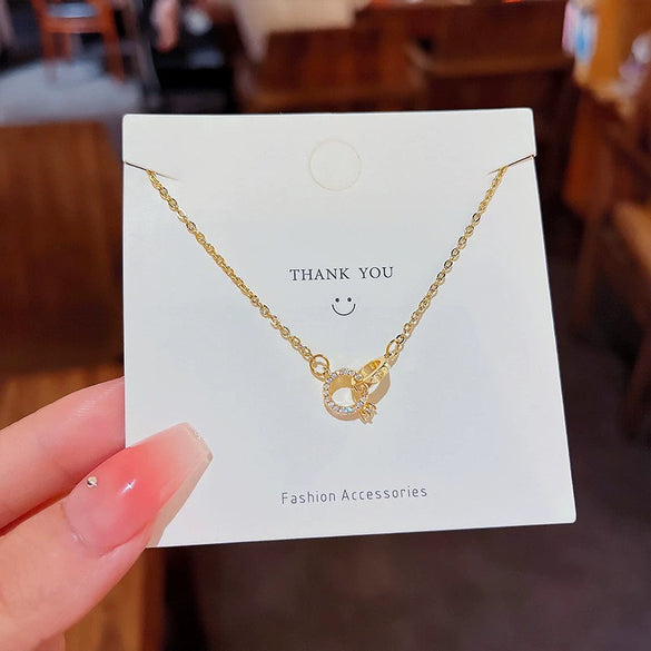 Pendant Pearl Necklace Women's Jewelry Titanium Steel Geometric Style Zirconia