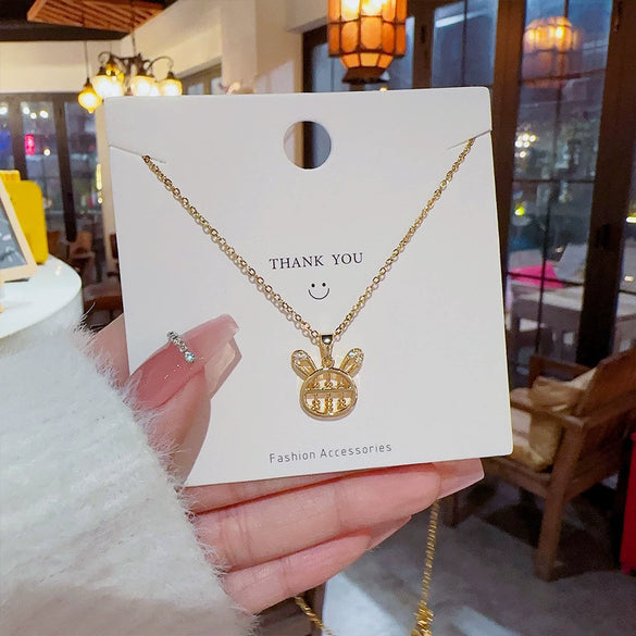 Pendant Pearl Necklace Women's Jewelry Titanium Steel Geometric Style Zirconia