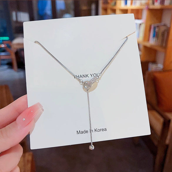 Pendant Pearl Necklace Women's Jewelry Titanium Steel Geometric Style Zirconia