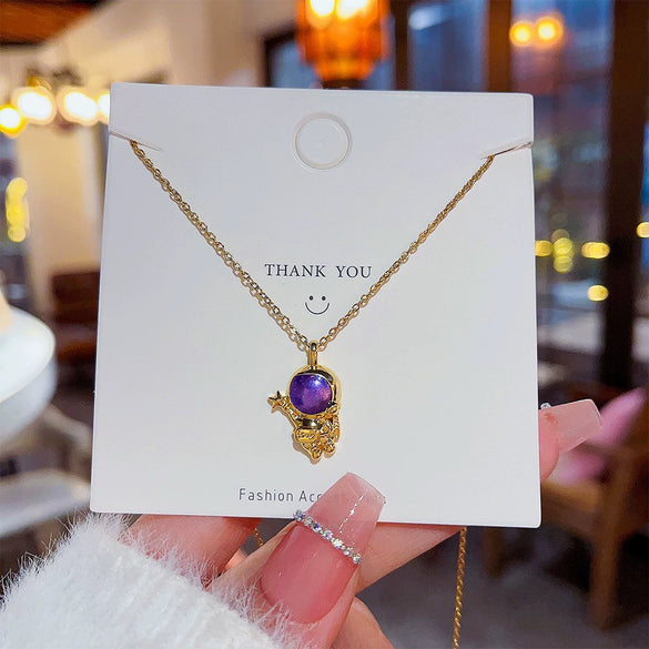 Pendant Pearl Necklace Women's Jewelry Titanium Steel Geometric Style Zirconia
