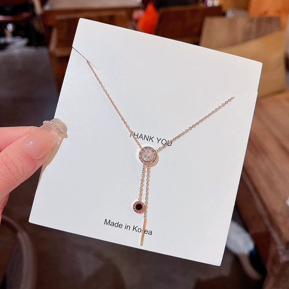 Pendant Pearl Necklace Women's Jewelry Titanium Steel Geometric Style Zirconia