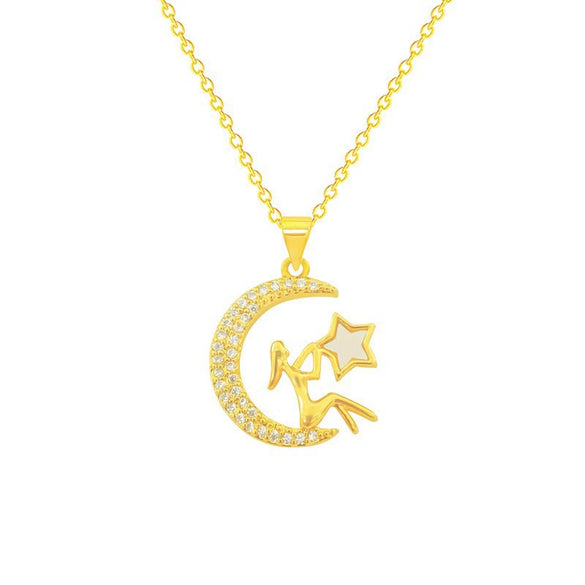 Pendant Pearl Necklace Women's Jewelry Titanium Steel Geometric Style Zirconia