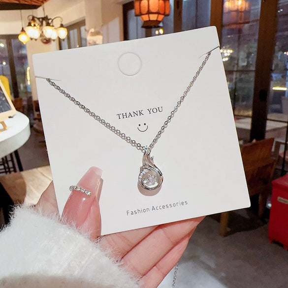 Pendant Pearl Necklace Women's Jewelry Titanium Steel Geometric Style Zirconia