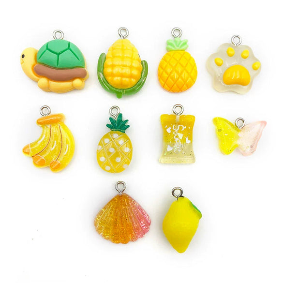 Pendant Plastic Resin Fruit Food Style Dripping Oil Pine Pineapple Banana Shape Diy Accessories
