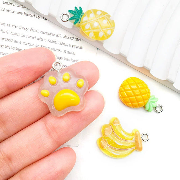 Pendant Plastic Resin Fruit Food Style Dripping Oil Pine Pineapple Banana Shape Diy Accessories