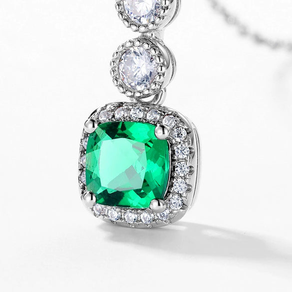 Pendant S925 Silver Cultivating Emerald Geometric Retro Set With Diamonds