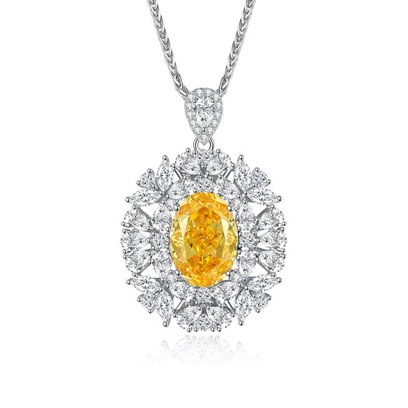 Pendant S925 Silver Diamond Inlaid Geometric Style