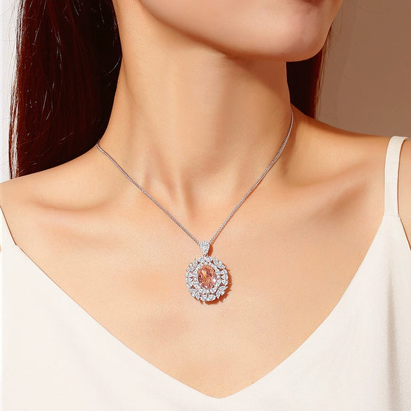 Pendant S925 Silver Diamond Inlaid Geometric Style