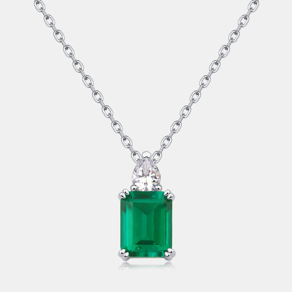 Pendant S925 Silver Retro Geometric Claw Inlaid Colored Diamond Clavicle Chain