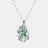 Pendant Snake Coiled Natural Green Moss Stone Agate 925 Silver Geometric Diamond Light Luxury Style