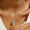 Pendant Snake Coiled Natural Green Moss Stone Agate 925 Silver Geometric Diamond Light Luxury Style