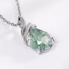 Pendant Snake Coiled Natural Green Moss Stone Agate 925 Silver Geometric Diamond Light Luxury Style