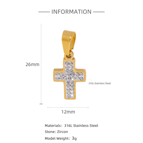 Pendant Stainless Steel Cross Heart Cut Out Crown Roman Numerals Electroplating Miniature