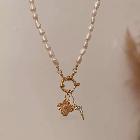 Pendant Stainless Steel Heart Shape Love Pearl Electroplating Fashion