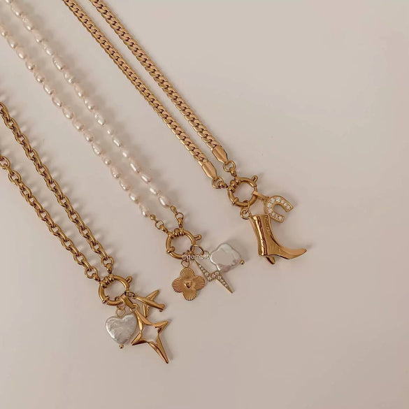 Pendant Stainless Steel Heart Shape Love Pearl Electroplating Fashion