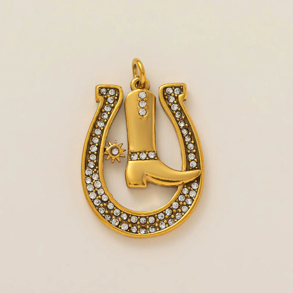Pendant Stainless Steel Hip Hop Style Boots Horseshoe Furnace Vacuum Plating Electroplating