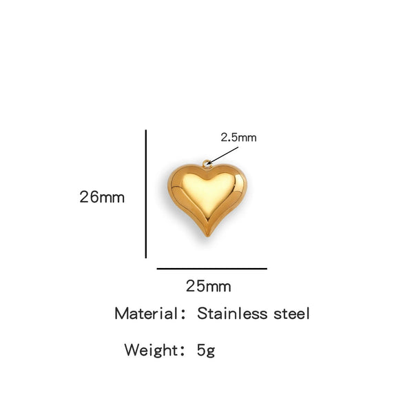 Pendant Stainless Steel Polished Heart Shape Electroplated