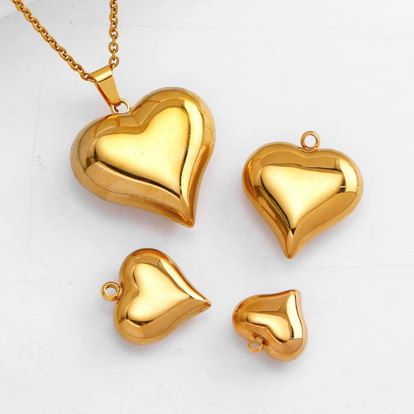Pendant Stainless Steel Polished Heart Shape Electroplated