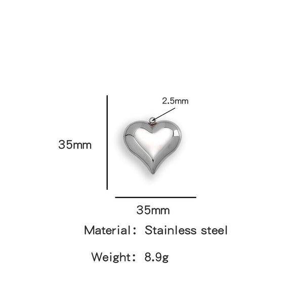 Pendant Stainless Steel Polished Heart Shape Electroplated