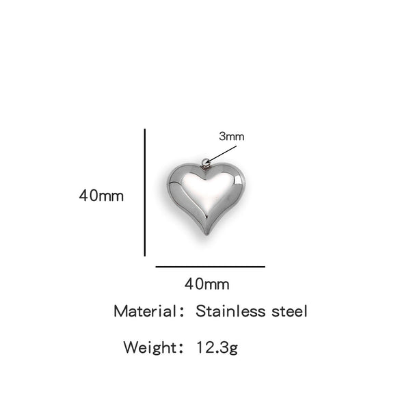 Pendant Stainless Steel Polished Heart Shape Electroplated